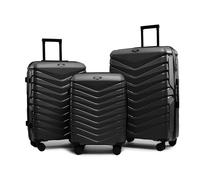 ROWEX Aero Maleta Set 3 piezas (M/L/XL) de polipropileno - Maletín rígido ligero y resistente a los golpes con ruedas silenciosas de 360° y cerradura de combinación TSA, Negro , Carro rígido con