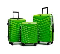 ROWEX Aero Maleta Set 3 piezas (M/L/XL) de polipropileno - Maletín rígido ligero y resistente a los golpes con ruedas silenciosas de 360° y cerradura de combinación TSA, verde, Carro rígido con ruedas