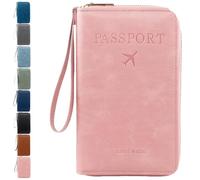 Rowgins Multi-Functional RFID Passport Wallet, Multiple Passport Holder for Travel Essentials - Wallet Cover Case (Pink)