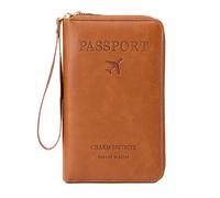 Rowgins Multi-Functional RFID Passport Wallet,Travel Wallet for Men & Women,Secure ID Card Organizer,Travel, Passports (Brown)