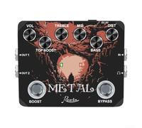 Rowin Metal Distortion Pedal de guitarra con True Bypass y ecualización de 3 secciones para personalización de tonos de metal pesado, rock y blues