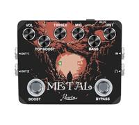 Rowin Pedal de distorsión de metal con True Bypass para guitarra con aumento ajustable, volumen, graves y agudos para crear sonidos de metal auténticos