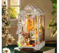 ROWOOD Book Nook Gardenhouse, Invernadero Miniatura DIY con LED, Puzzle 3D Decoración de Estantería, Actividad Relajante para Adultos, Regalo Creativo