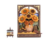 ROWOOD Puzzle de Madera 3D para Adultos Niños con Luz LED Kit Modelo Flor Decoración Mesa Pared Regalo Puzzle Girasol TH002