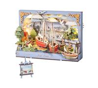 ROWOOD Rompecabezas de madera 3D para adultos, kits de modelo de barcos rojos de Monet para construir, kit de manualidades en miniatura con luces, decoración de pared para oficina en casa, exhibición