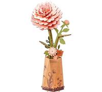 rowood Rosa Dahlia Flor Artificial Madera Puzzle 3D Juego de Manualidades para Adultos Niños Flor de Madera Maqueta Kit de Construcción para Decoración Hogar Idea Creativa Regalo para el Día de la
