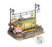 ROWOOD Sakura Journey Puzzles 3D, Kits De Maquetas De Madera para Adultos para Construir, Kits De Manualidades De Construcción De Tranvía Japonés Sakura, Cumpleaños