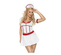Roxana Traje de enfermería top falda, capucha, rayas rojas y apliques, 3 piezas, buen ajuste, talla 2XL