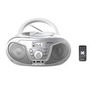 Roxel RCD-S70BT - Reproductor de CD portátil Boombox con control remoto, radio FM, reproducción de MP3 USB, entrada AUX de 3.5 mm, conector para auriculares, pantalla LED, transmisión inalámbrica de