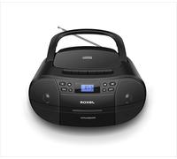 Roxel RCD-S90C Boombox - Reproductor portátil de CD y casete con radio FM, reproducción USB, entrada AUX, transmisión BT, conector para auriculares y opciones de alimentación duales