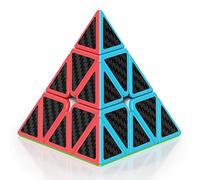 ROXENDA Cubo de Pirámide, Original 3x3x3 Pyramid Speed Cube Edición Ultra Rápida, Fácil de Girar, Colores Vivos(Fibra de Carbono)