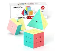 ROXENDA Cubos de Velocidad, Original Speed Cube Set de 2x2 3x3 Pyramid Speed Cube, Fácil Rotación & Juego Suave - para Principiantes y Profesionales (Macaron)