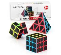 ROXENDA Cubos de Velocidad, Original Speed Cube Set de 2x2 3x3 Pyramid Speed Cube, Fácil Rotación & Juego Suave - Cubo Set para Principiantes y Profesionales (Carbon Fiber)