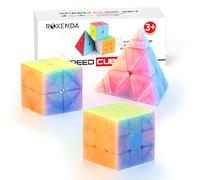 ROXENDA Cubos de Velocidad, Original Speed Cube Set de 2x2 3x3 Pyramid Speed Cube, Fácil Rotación & Juego Suave - para Principiantes y Profesionales (Jelly)
