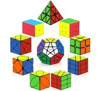 ROXENDA Cubos de Velocidad, [Paquete de 10] Speed Cubo Set 2X2 3X3 2X3 Pirámide Megaminx Skew Axis Windmill Ivy Fisher Cube, Smooth Magic Cube Colección de Rompecabezas