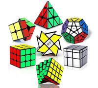 ROXENDA Speed Cube Set, 2x2 3x3 4x4 Pirámide Dodecaedro Windmill Mirror Cube - Colección de Cubos de Velocidad Mágicos para Niños y Adultos [7 Pack]