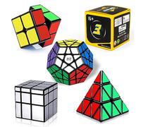 ROXENDA Speed Cube Set, 2x2 3x3 Pirámide Dodecaedro Mirror Cube - Colección de Cubos de Velocidad Mágicos para Niños y Adultos [5 Pack]