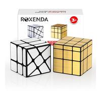 ROXENDA Speed Cube Set, Cubo de Espejo Mirror Cubo Set Dorado S y Espejo de Plata - Irregular Cube Mágico 3x3x3 [2 Paquete]