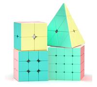 ROXENDA Speed Cube Set, Cubos de Velocidad de 2X2 3X3 4X4 Pirámide Cube - Fácil Giro & Juego Suave, 4 Pack (Classical)