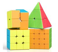 ROXENDA Speed Cube Set, Cubos de Velocidad de 2X2 3X3 4X4 Pirámide Cube - Fácil Giro & Juego Suave, 4 Pack (Stickerless)