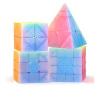 ROXENDA Speed Cube Set, Cubos de Velocidad de 2x2 3x3 4x4 Pirámide, Super-Durable con Colores Vivos, Giro Fácil y Juego Suave(Gelatinas)