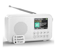 Roxicosly DAB+ - Radio digital, batería recargable portátil y radio FM con Bluetooth, pantalla TFT a color de 2.4 pulgadas, 80 ajustes preestablecidos, ecualizador, alarma dual, repetición