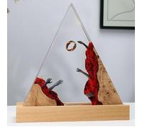 ROXIIFEE Lámpara Decorativa de Resina con Diseño Artístico, El Señor de los Anillos, Lluminación LED, Base de Madera, Estilo Moderno (Triángulo (18 * 18 * 4 CM))