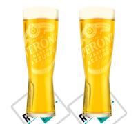 Roxley Peroni - Vasos de pinta (2 unidades, incluye 2 tapetes)