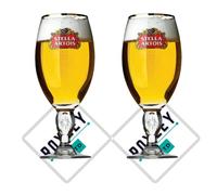 Roxley | Stella Artois - Vasos de pinta nucleados con borde dorado, 2 unidades, vaso de cerveza Lager de 56 cl, tamaño cueva de hombre, fabricado en Reino Unido