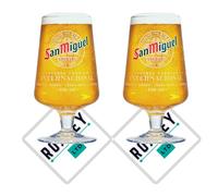 Roxley - Vasos de cerveza de pinta nucleada San Miguel X2 | Cerveza Lager 56 cl, tamaño cueva de hombre | Fabricado en Reino Unido