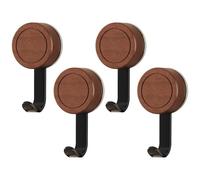 RoxNvm Gancho Ventosa Baño, 4 Piezas Percha Baño, Suction Hooks de Madera, Perchas Sin Taladro, Perchas Adhesivas Fuertes Máx 3 KG, Cuelga Toallas para Cocina Oficina Habitación (Negro)