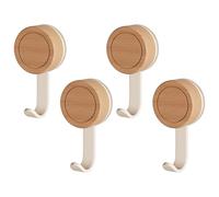 RoxNvm Gancho Ventosa Baño, 4 Piezas Percha Baño, Suction Hooks de Madera, Perchas Sin Taladro, Perchas Adhesivas Fuertes, Cuelga Toallas para Cocina Oficina Habitación(Blanco)
