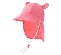 RoxNvm Gorro Filtro UV Bebe, Gorros Proteccion UV Bebe Algodón, Sombrero Bebe UPF 50, con Cordón Ajustable y Protección para El Cuello, Gorro Pescador Niño, para 9 Meses 3 Año (Rosa)