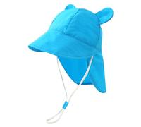 RoxNvm Gorro Filtro UV Bebe, Gorros Proteccion UV Bebe Algodón, Sombrero Bebe UPF 50, con Cordón Ajustable y Protección para El Cuello, Gorro Pescador Niño, para 9 Meses 3 Año (Azul)