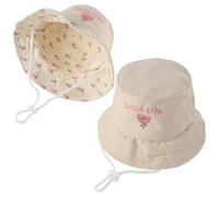 RoxNvm Gorro Pescador Niño, Gorro Bebe Sol, Ajustable Gorros Proteccion UV Bebe UPF 50,Reversible Sombrero Pescador,Gorros Playa Chapeu Criança Sombrero Niño para Niños y Niñas de 2 a 4 Años (Flores)
