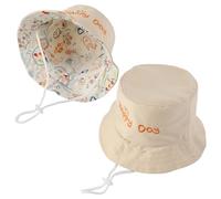 RoxNvm Gorro Pescador Niño, Gorro Bebe Sol, Ajustable Gorros Proteccion UV Bebe UPF 50, Reversible Sombrero Pescador, Gorros Playa Chapeu Criança Sombrero Niño para 2 a 4 Años (Garabatos)