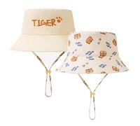 RoxNvm Gorro Pescador Niño, Gorro Bebe Sol, Ajustable Gorros Proteccion Uv Bebe Upf 50, Reversible Sombrero Pescador,Gorros Playa Chapeu Criança Sombrero Niño para Niños y Niñas de 2 a 4 Años (Tigres)