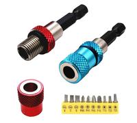 RoxNvm juego de puntas para atornillador, Set de 2 adaptadores para atornillador de paneles de yeso, Portapuntas magnético, Vástago hexagonal de 1/4 de pulgada, Punta para yeso (rojo + azul)