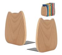 RoxNvm Sujetalibros de Madera, 2 Aguanta Libros, Sujetalibros de Haya Soporte para Estantes, Sujeta Libros Estanteria Antideslizantes, Niños Separador de Libros para Oficina (12 x 10 x 14cm)