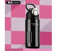 RoxNvm Taza Termo Cafe para Llevar, 500ML Taza Termica con Paja Termo de Cafe para Coche Camping (Negro)