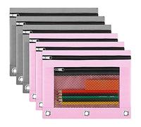 Roxvue Carpeta de 3 Anillos para LáPices, Estuche para LáPices, Bolsa de CosméTicos, Estuches para LáPices con Cremallera, Bolsillos Dobles para el Aula de la Escuela