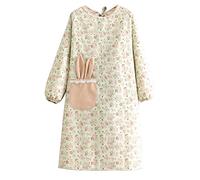 ROXXR Delantal para mujer con mangas, delantal de pintura con bolsillo, delantal de cocina, delantal de cocina, color verde, verde, Talla única