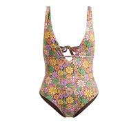 Roxy All About Sol - Tie Back One-Piece Swimsuit for Women - Bañador entero con lazos en la espalda - Mujer - XL - Marrón.