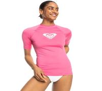 Roxy Camiseta de Manga Corta para Mujer Rashguard - UPF 50+, Ajuste de compresión, Surf, Senderismo, Yoga, Protector de Rash de Secado rápido, Color Rosa, Talla L