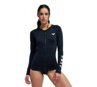 Roxy - Camiseta de Surf Essentials LS Zipped para Mujer, Color Negro