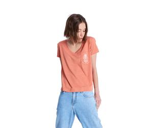 ROXY Camiseta funcional 'Laguna Green' albaricique / blanco XL albaricique / blanco