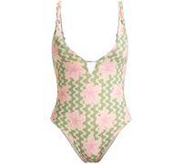 ROXY Traje de baño 'HIBISCUS DAZE' verde claro / rosé / blanco cáscara de huevo, Talla M