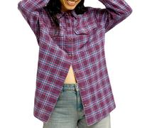 Roxy - Marcas - Let It Go Check Shirt Blackberry Wine Purple Plaid para Mujer de Algodón - Talla S - Burdeos Burdeos S