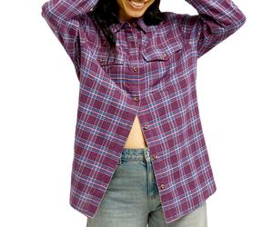 Roxy - Marcas - Let It Go Check Shirt Blackberry Wine Purple Plaid para Mujer de Algodón - Talla XS - Burdeos Burdeos XS