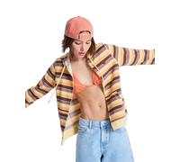 Roxy Sudadera con Capucha y Cremallera a Rayas Stripe para Mujer, Color marrón